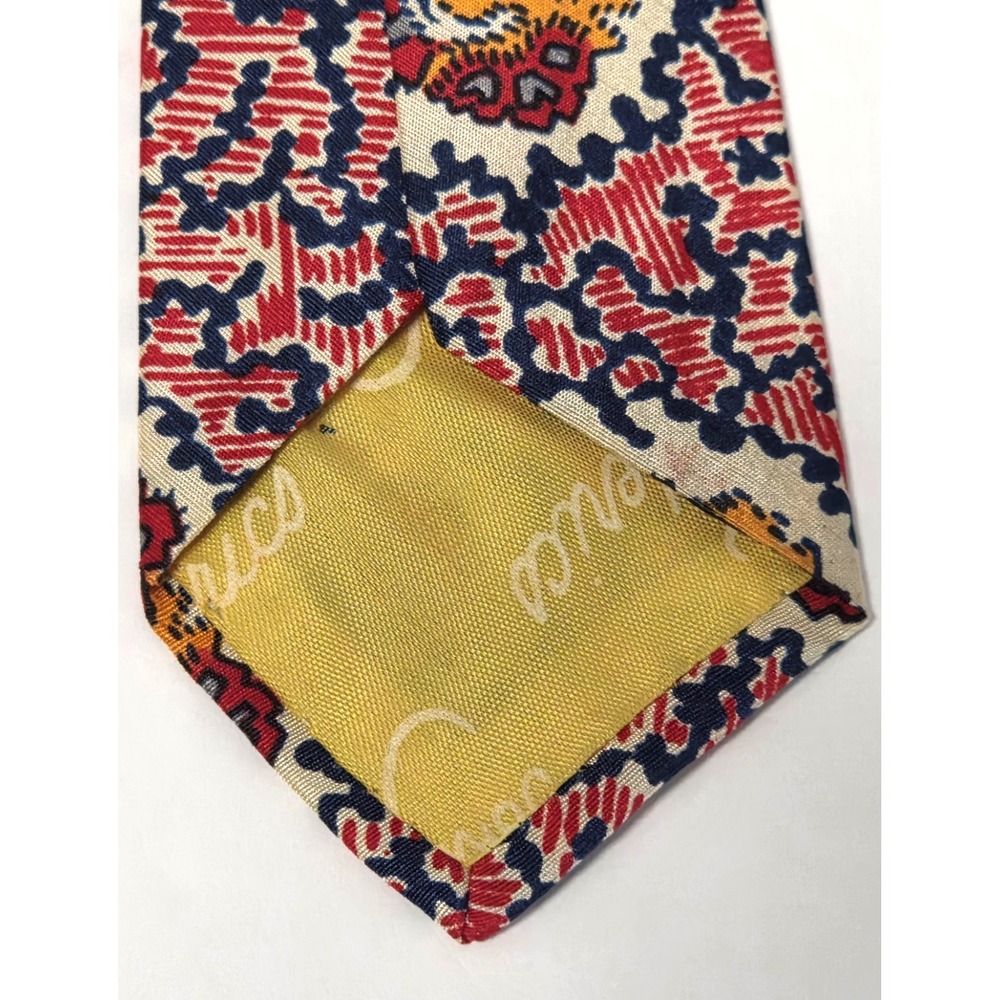 VTG Silk John Frederics Necktie Silk Union Made Levys Nashville Wide Tie Red/Blu - Picture 10 of 10